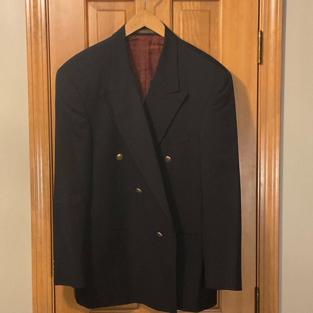 Cachet Navy Double-Breasted Men's Blazer